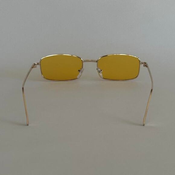 Y2K Retro Square Sunglasses – Small Frame Yellow Lenses, Unisex, UVA UVB, New - Picture 5 of 8